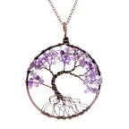 Chakra Tree of Life Pendant Necklace with Copper Crystal