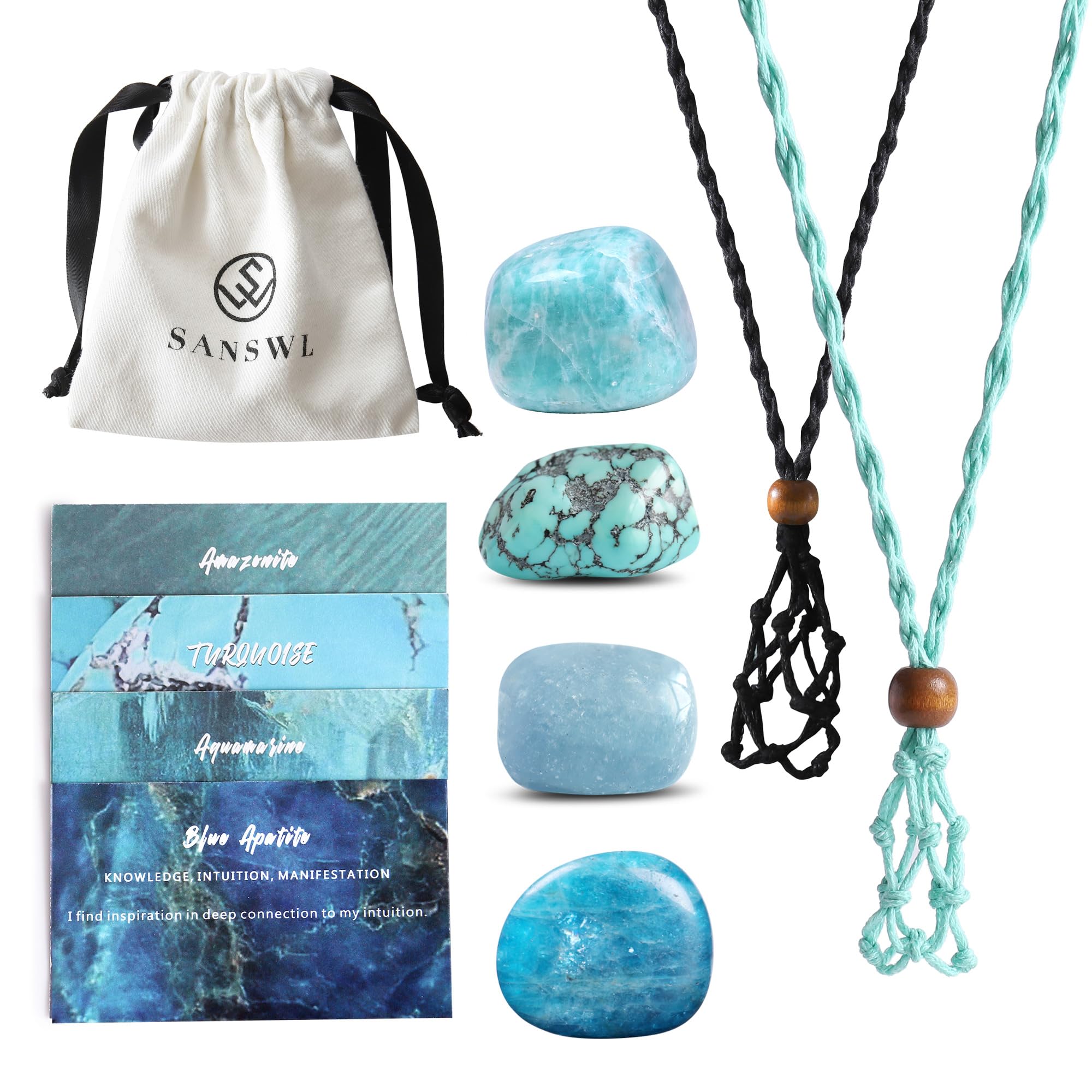 Chakra Healing Crystal Necklace Set - Boho Handmade Cord Cage and Hippie Energy Pendant Holder