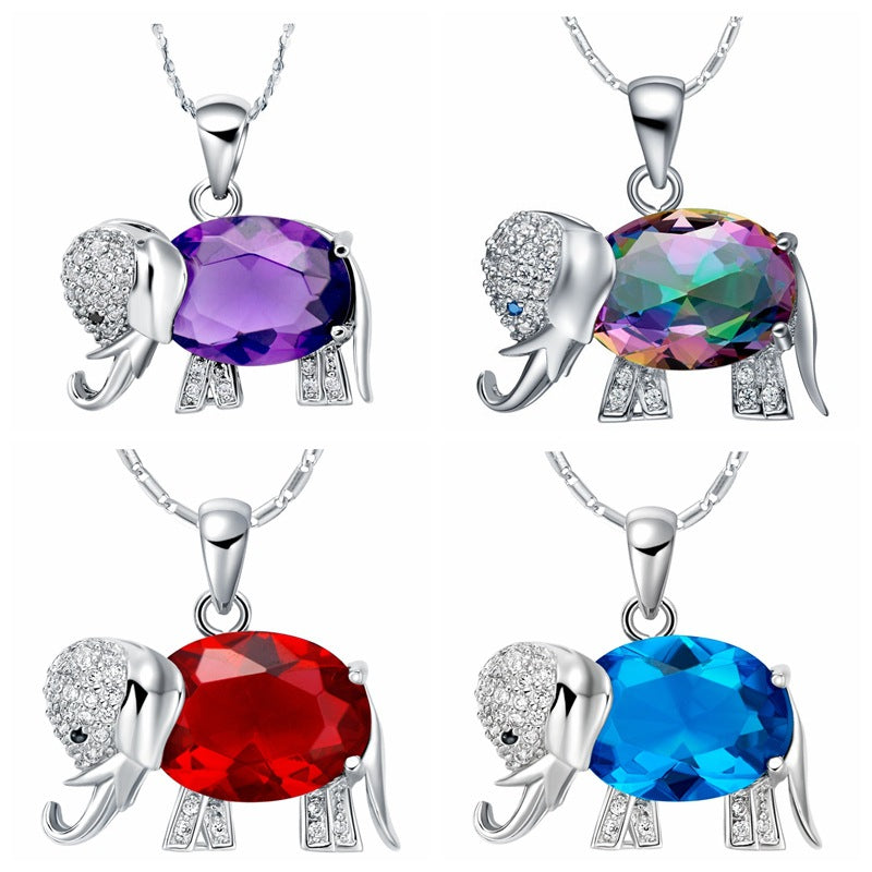 Crystal Elephant Pendant Necklace