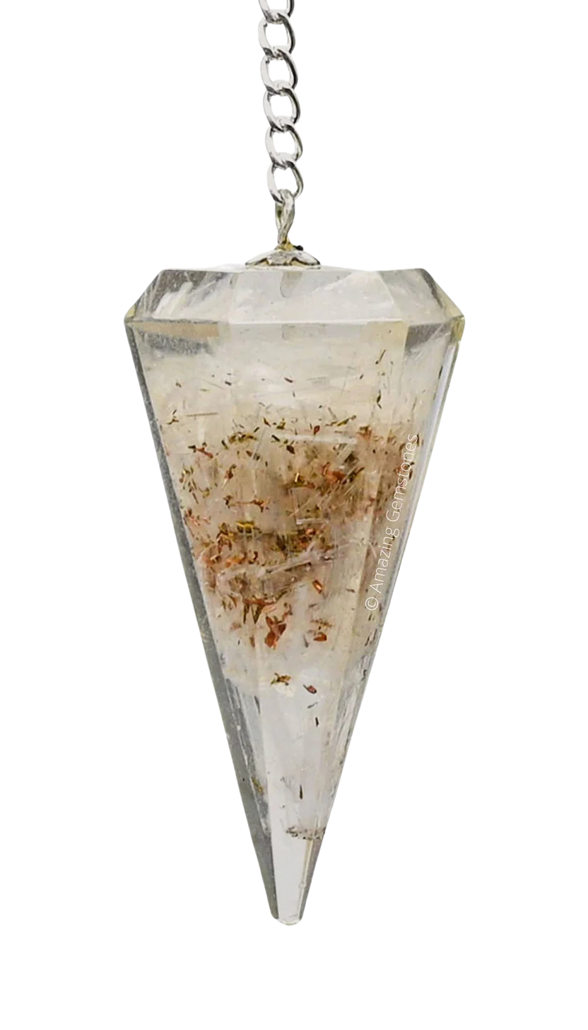 Selenite Orgone Crystal Pendulum for Divination and Dowsing