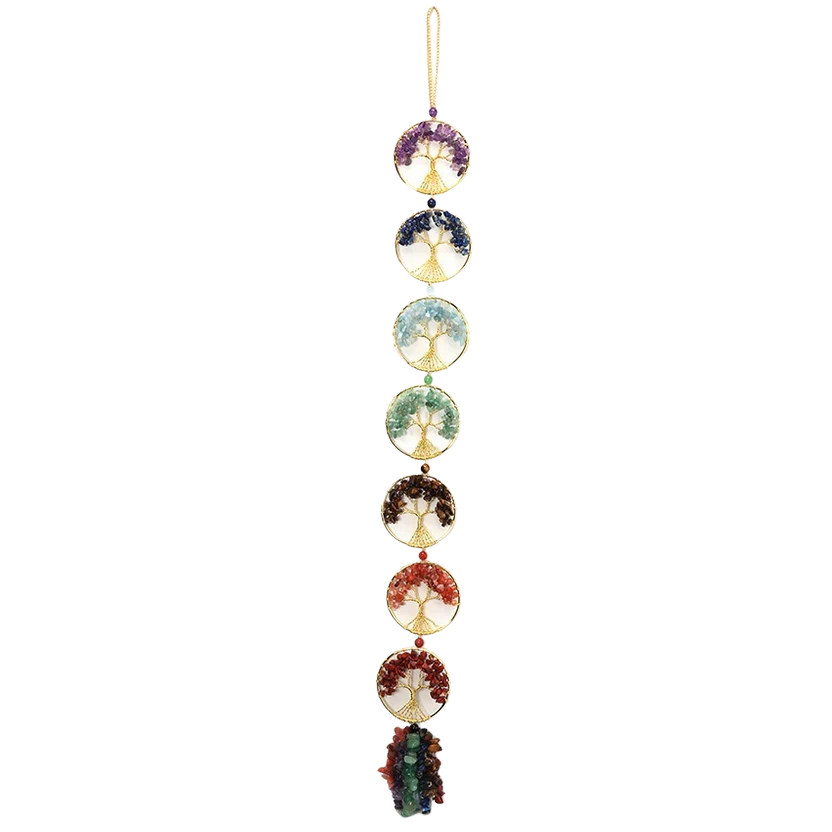 Colorful Natural Crystal Chakra Life Tree Pendant