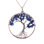 Chakra Tree of Life Pendant Necklace with Copper Crystal