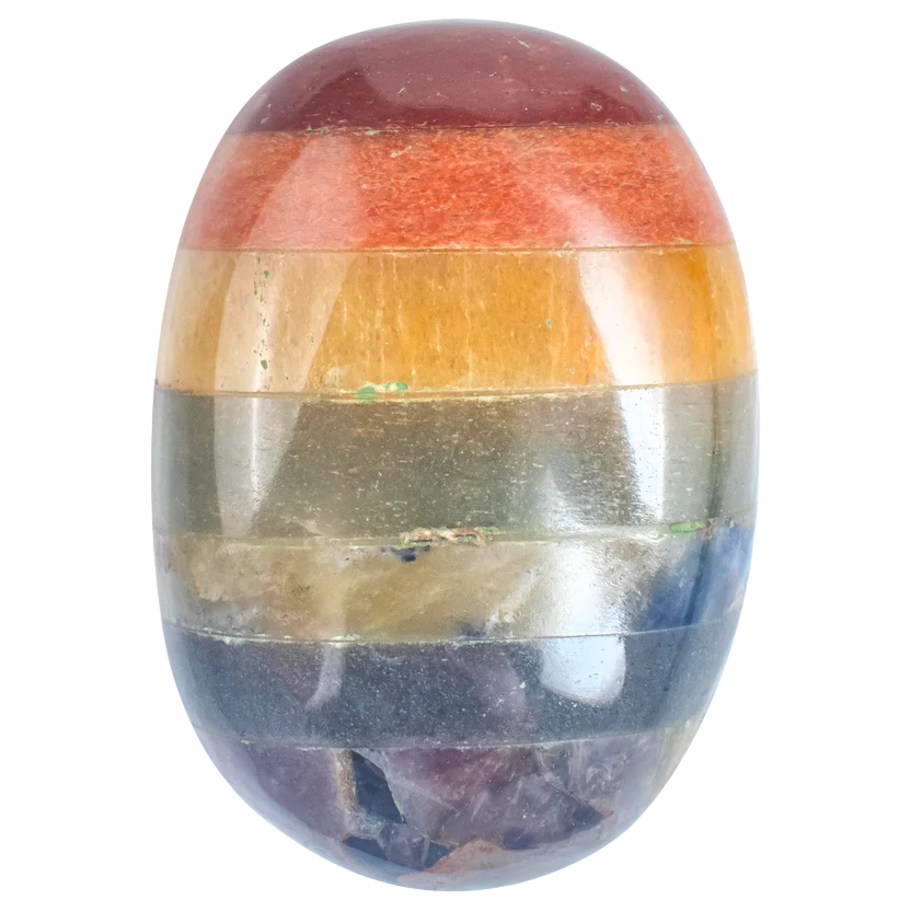 55-60mm Seven Chakra Palm Stone and Crystal