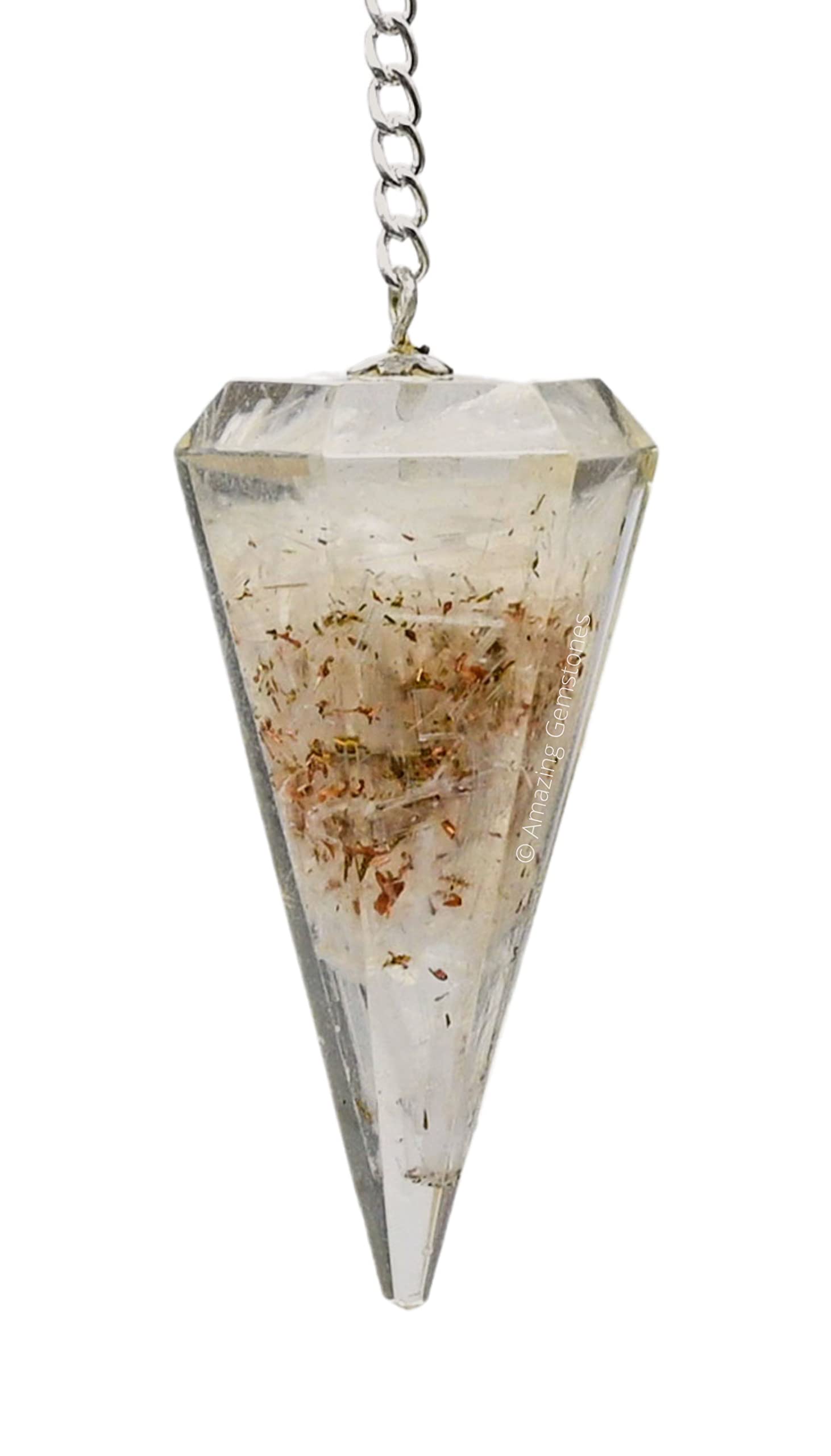 Selenite Orgone Crystal Pendulum for Divination and Dowsing