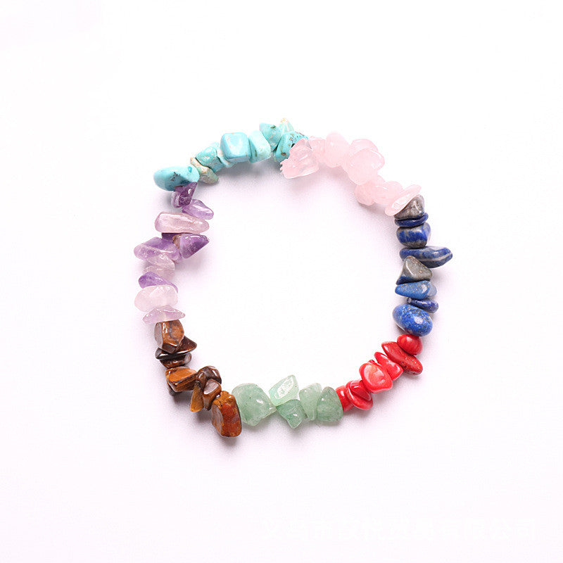 Natural Crystal Beaded Stretch Bracelet - Chakra Design